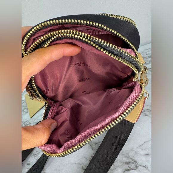 Wakati JingPin Black & Gray Nylon Crossbody Bag w/ Triple Compartments - Picture 7 of 7